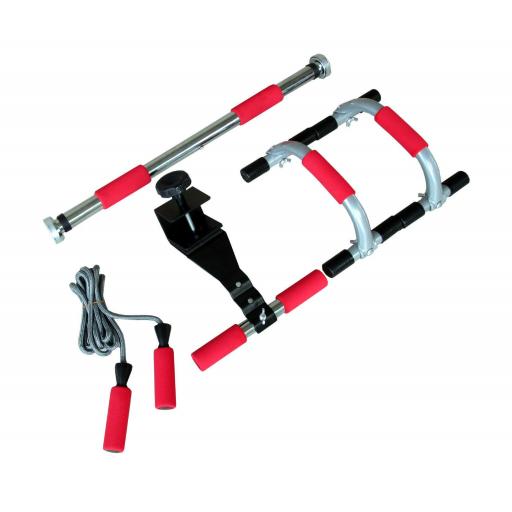 XerFit Conditioning Pack - Skip Rope, Chinning bar, Push Up Stands, Sit Up Bar