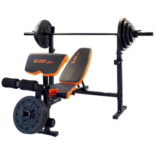 V-fit Olympic Weight Bench & 100kg Olympic Weight Set
